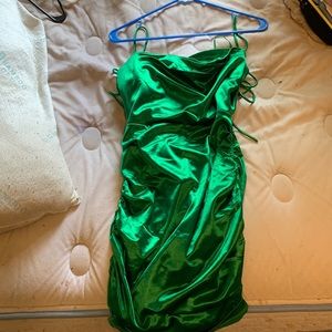 Becca satin Lace-Up ruched mini dress - windsor